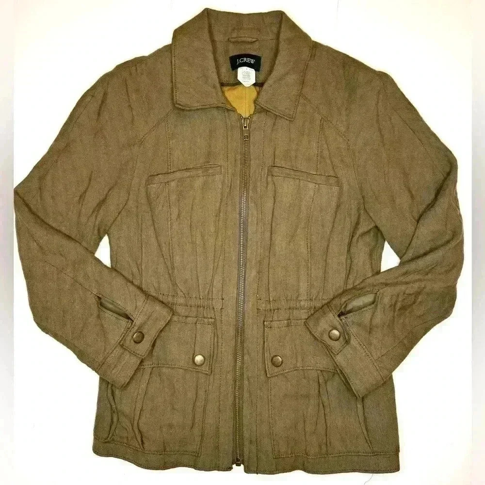 J. CREW Womens Flight Jacket Olive Green Anorak Utility Jacket, Size 2
